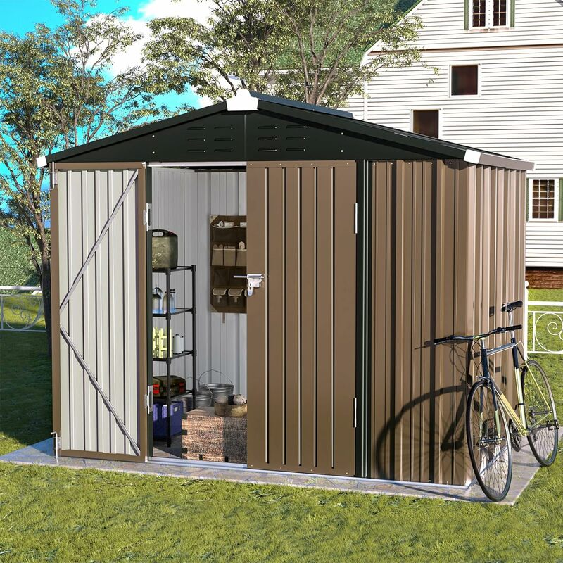 Outdoor Storage Shed Outside Sheds & Outdoor Storage Metal Galvanized Steel for Backyard Patio LawnToolShedwithLockable