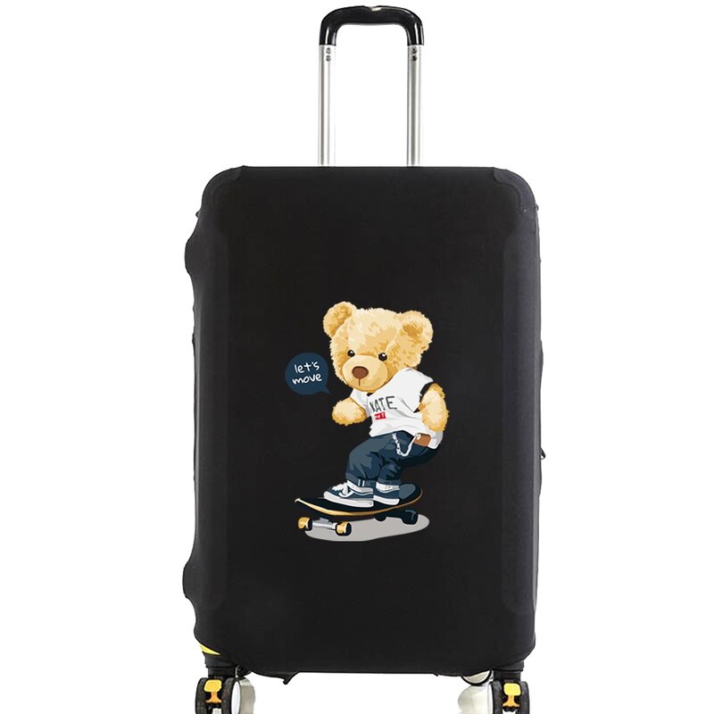 ปลอกกระเป๋าถือเดินทางยืดหยุ่นสำหรับกระเป๋าเดินทางขนาด18-32นิ้วลายหมีน่ารักอุปกรณ์เสริมกระเป๋าเดินทาง