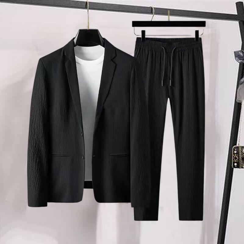 1 Set pantaloni Blazer alla moda primavera estate giacca pantaloni manica lunga colletto rovesciato Blazer elastico in vita pantaloni tasche