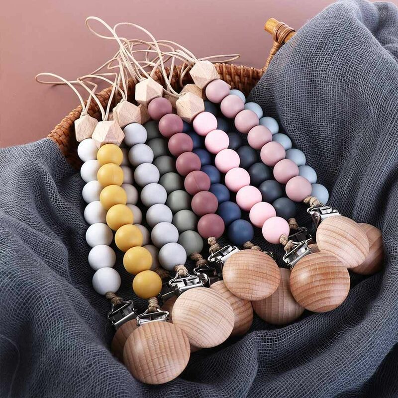 Pacifier Clips Chain Silicone Beads BPA Free DIY Holder Soother Chains Baby Teething Toys Chew Accessories