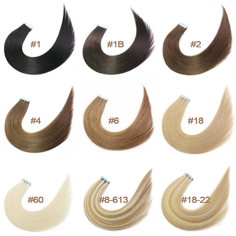 MRS Hair-cinta de doble estiramiento para extensiones de cabello, cabello humano Remy con puntas gruesas, adhesivos rectos de 16, 18, 20 y 22 pulgadas para salón