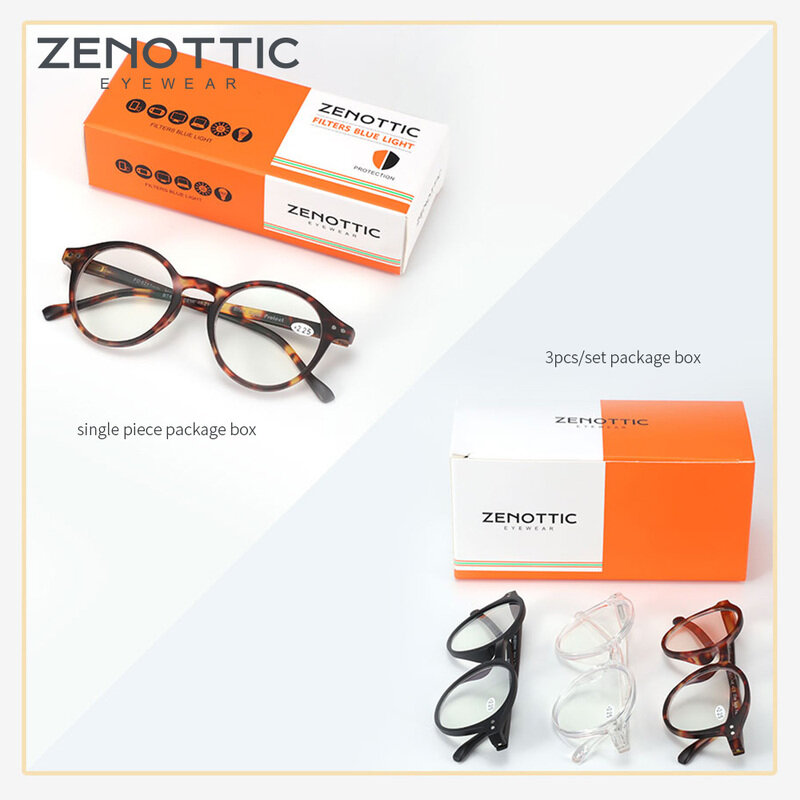 ZENOTTIC-Lunettes de lecture anti-lumière bleue pour hommes et femmes, lunettes d'ordinateur presbytes, anti-absorbe ouissement, dioptrie de + 0 à + 4.0