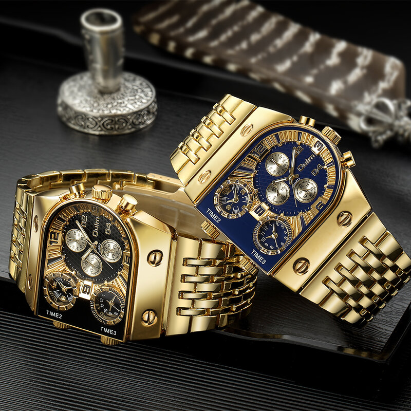 탑 브랜드 남성용 스퀘어 골드 쿼츠 손목 시계, 남자 친구 선물, 스포츠 밀리터리 남성 시계, 방수 시계
