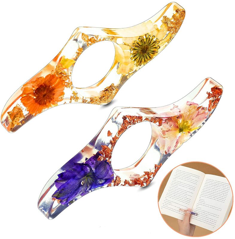 Marcapáginas de resina epoxi con flores secas, soporte para Página de Libro, soporte para pulgar, conveniente para lectura, suministros escolares y de oficina