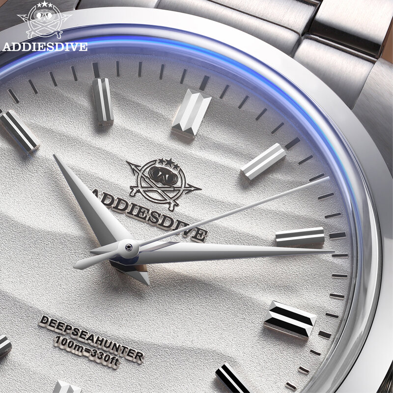 ADDIESDIVE 남성용 럭셔리 시계, 316L 스테인리스 스틸 버블 미러 유리, 100m 방수, 36mm 탑 브랜드 쿼츠 시계