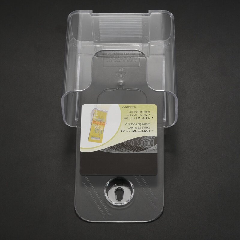 Soporte de folleto de plástico de 4 pulgadas de ancho, organizador de encimera transparente de montaje en pared, Trifold Premium, 6 paquetes
