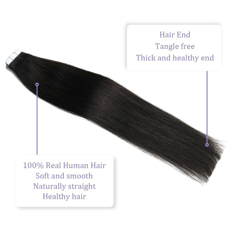 Extensiones de cabello humano 100% Remy para mujer, cinta recta Natural, trama de piel sin costuras, cinta Invisible de doble cara