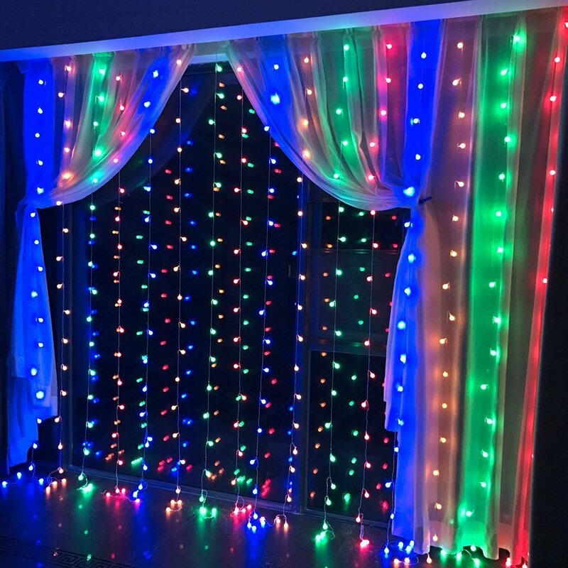Curtain Light LED Icicle String Light Connectable New Year Garland 3x1/3x2/3x3/6x3m Dekorasi Natal Untuk Rumah 2023 Festoon Untuk Pernikahan/Xmas/Pesta/Kamar Tidur/Taman/Outdoor/Room Decor
