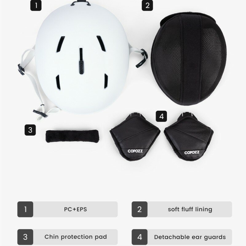 COPOZZ 성인 및 어린이용 안전 스키 헬멧, 하프 커버, 충격 방지 스노보드 헬멧
