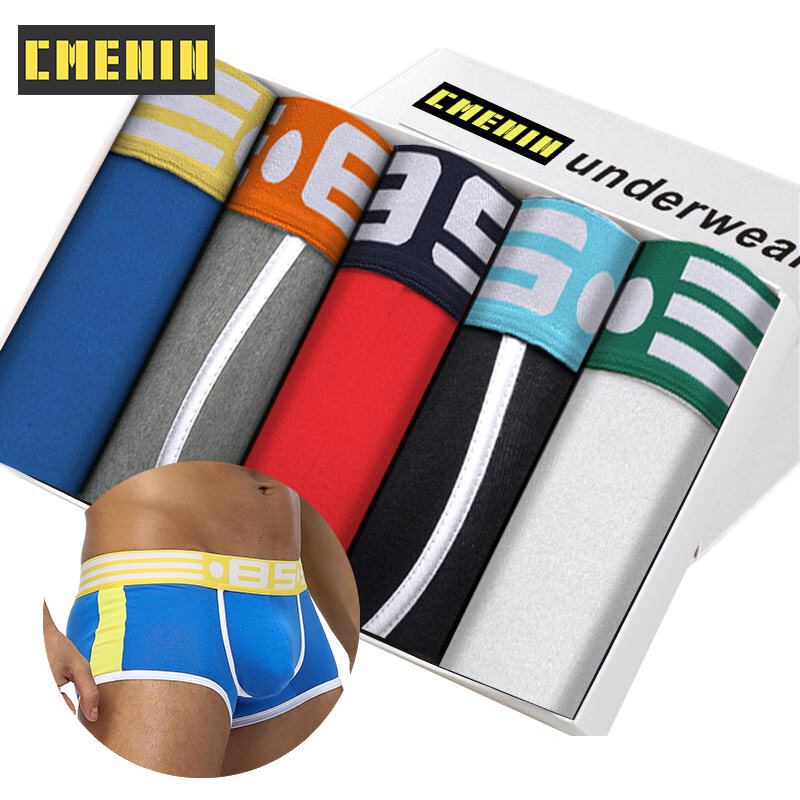 5pcs/lot Men's Underwear Boxer Male Panties Cotton Man Underpants Soft Boxers Short Boxershort Solid Under Wear BS101
