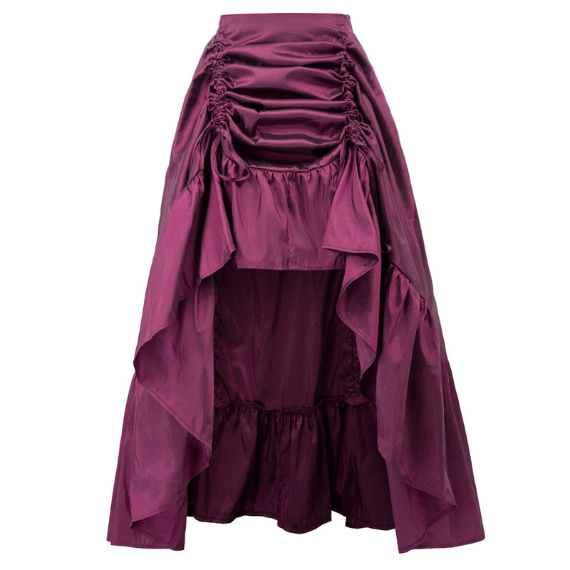 SD Frauen verstellbare High-Lo-Rock elastische Taille A-Linie Rock Gothic Renaissance Steampunk kausale Mode leichte Stretch-Kleider