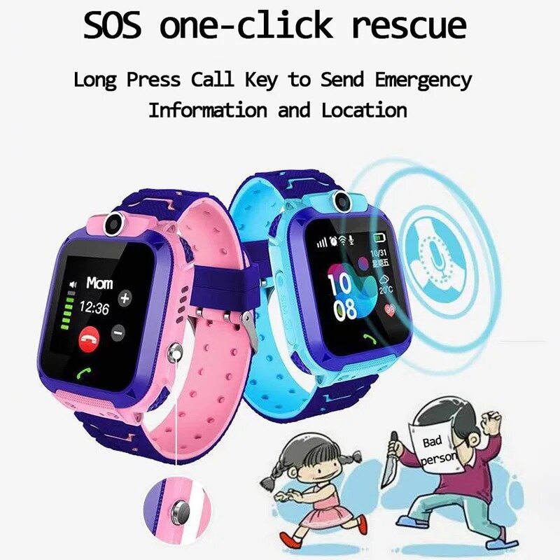 Kids Watches Waterproof Smart Watch Call Phone Location SOS 2G Children Activity GPS Monitor Boy Girls Sport Digital Tracker Q12
