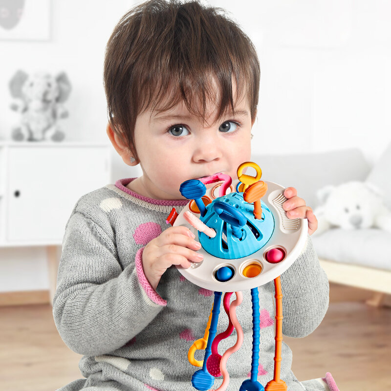 Jouets Montessori Sensoriels en Silicone pour Bébé de 6 à 12 Mois, Accessoire de Développement de la Dentition pour Enfant