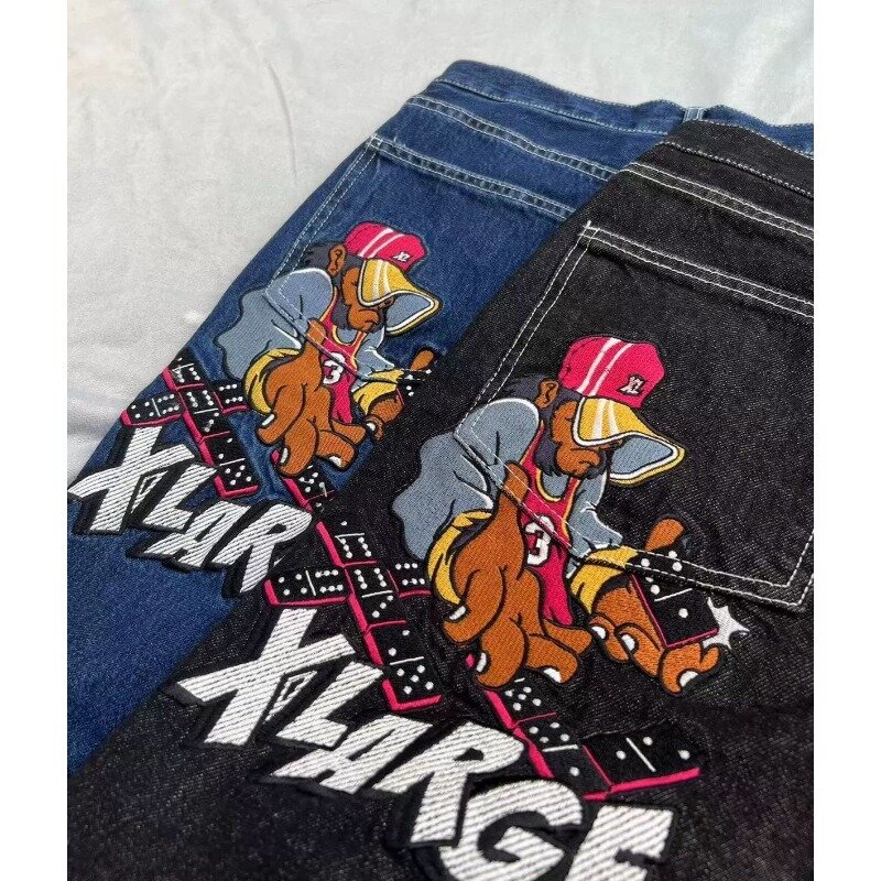 2024 European and American retro hip-hop jeans printed personalized oversize large size street new trousers street wear jeans