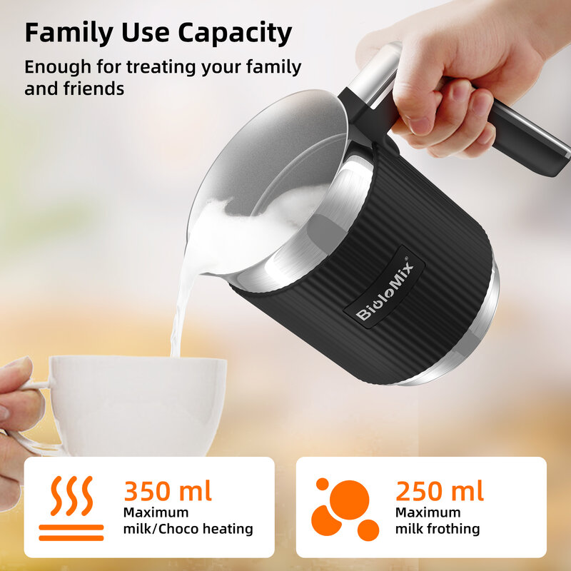5 in 1 Detachable Milk Frother Frothing Foamer Automatic Milk Warmer Cold/Hot Latte Cappuccino Chocolate Protein Powder