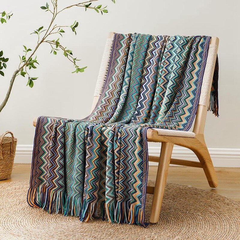 Home Boho Decke für Couch Schlafs ofa Bauernhaus Cottage Dekor weiche warme gemütliche Strick decke mit Quasten