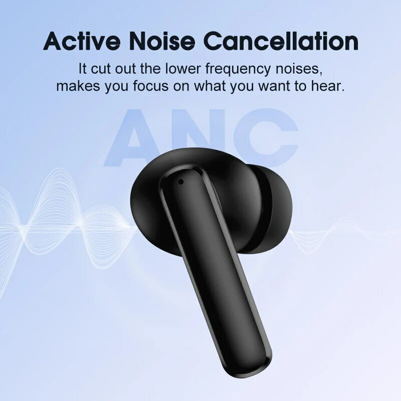 QCY-T13 ANC fone de ouvido sem fio, Bluetooth 5.3 Earbuds, cancelamento de ruído ativo, carga rápida, 0,068 'baixa latência, 28dB