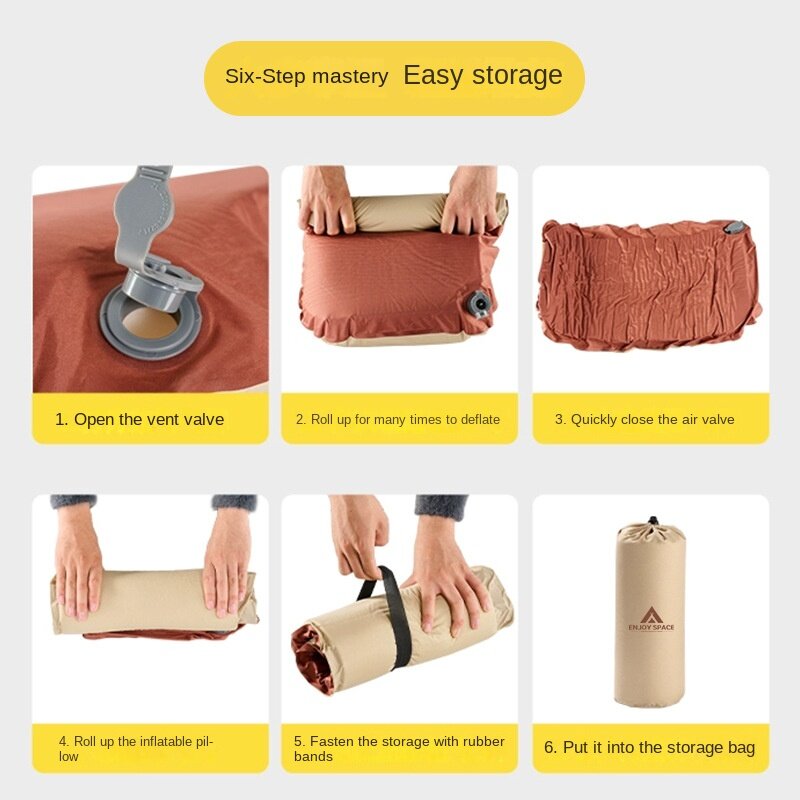 Camping Trip Portable Easy Storage Automatic Inflatable Pillow Outdoor 3D Comfortable Pillow High Stretch Cotton Cheese Pillow