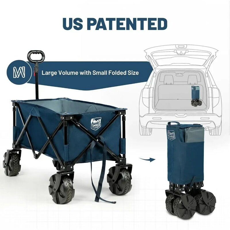 Folding Wagon Heavy Duty Utility Beach Cart with Big All-Terrain Wheels Camping Garden with Side Bag Cup Holders Freight free