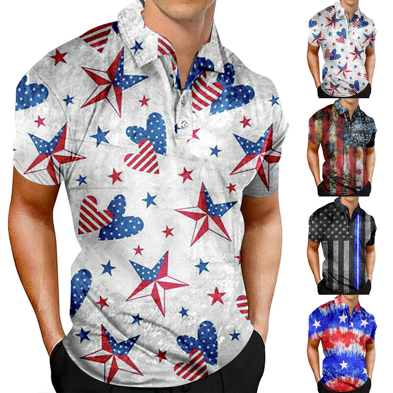 Heren Patriottische Prestatie Onafhankelijkheidsdag Amerikaanse Vlag Classic Fit Shirt Mannen Kleding Mannelijke T-Shirts