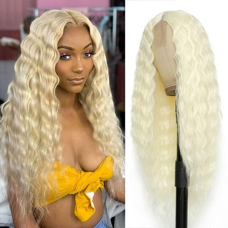 2024 Water Wave Long Curly Wig Jungle Wave Middle Split Glossy Hair Extensions Human Wig African Brazilian Black Women Wig