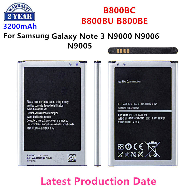Batterie de remplacement pour Samsung Galaxy Note 3 N900 N9002 N9005 N9006 N9008, avec NDavid, B800punB800BC B800BU