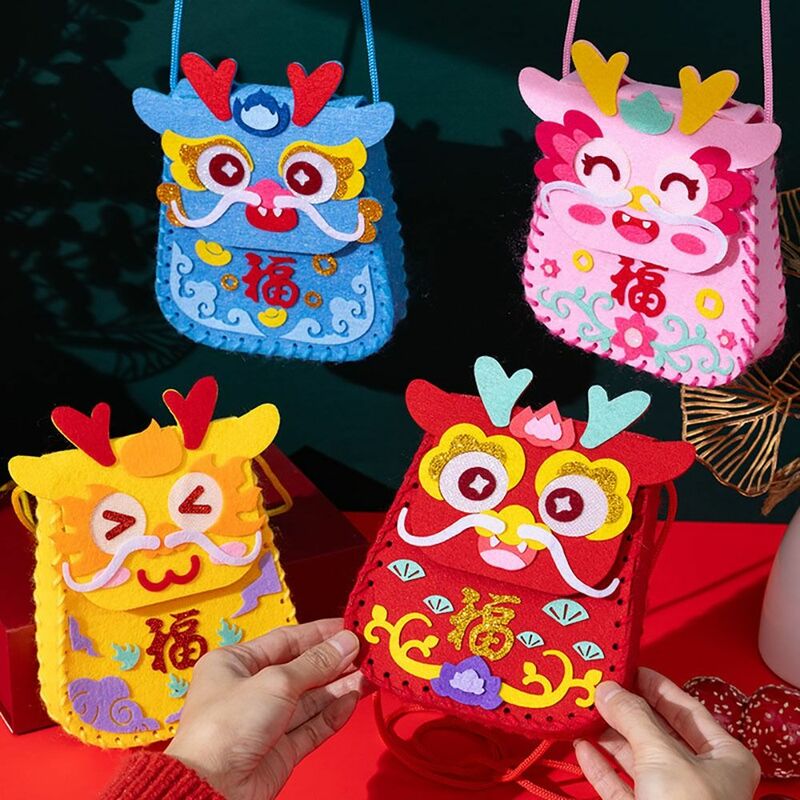 Material Package Dragon Purse Safe Materials Handmade Chinese Style DIY Lucky Bag Wallet Crossbody Bag Snack Bag