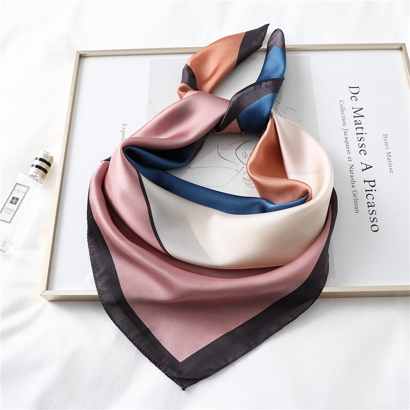 2022 Luxury Silk Satin Square Scarf Women Print 70cm Spring Shawl Wrap Neck Tie Female Hair Hand  Wirst Foulard Bandana Hijab