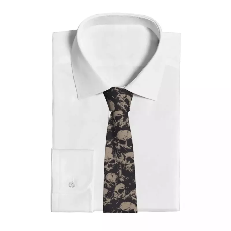 Wzór Grunge z czaszkami krawaty rockowe moda poliester 8 cm klasyczny dekolt krawaty dla mężczyzn odzież na co dzień biuro weselne