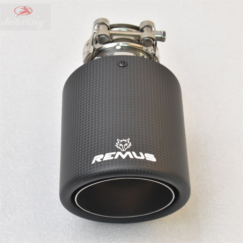 Remus-Tubo de escape universal, accesorio para coche de acero inoxidable, de color negro mate, con el logo de la marca, con silenciador