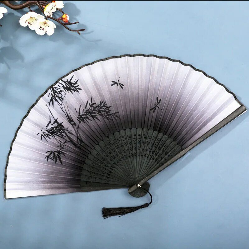 빈티지 스타일 실크 접이식 선풍기, 중국 일본 패턴 미술 공예 선물, 홈 데코 장식, 댄스 핸드 선풍기 의류 액세서리