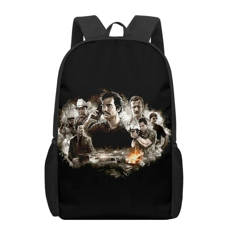 Narcos temporada 3d impressão sacos de escola para meninos meninas estudantes primários mochilas crianças saco de livro mochila volta pacote
