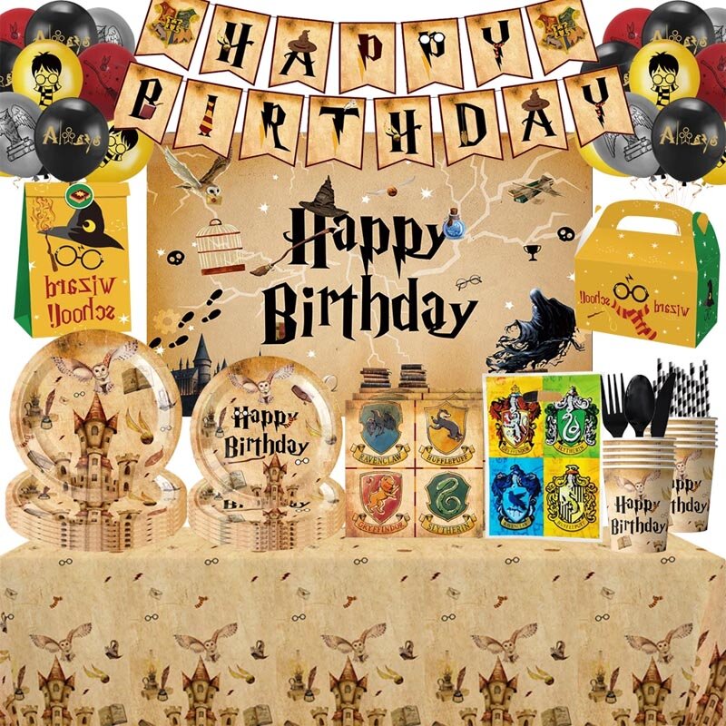Perlengkapan dekorasi pesta ulang tahun anak laki-laki, kartun, tema ajaib, balon, taplak meja, piring, hadiah Baby Shower