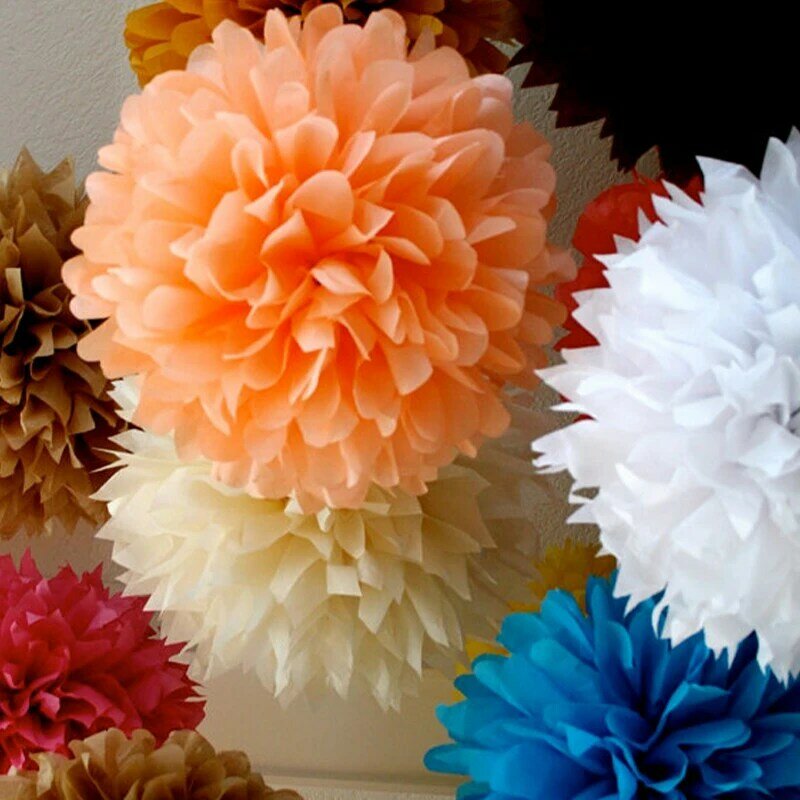 5 pçs papel de tecido pompons flor guirlanda decoração do casamento diy papel flores bola chá do bebê festa de aniversário decoração