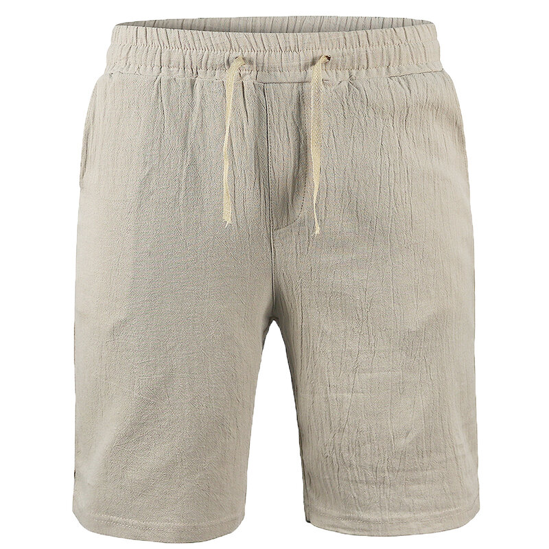 Novo algodão de linho shorts calças masculinas verão respirável cor sólida calças de linho fitness streetwear S-3XL