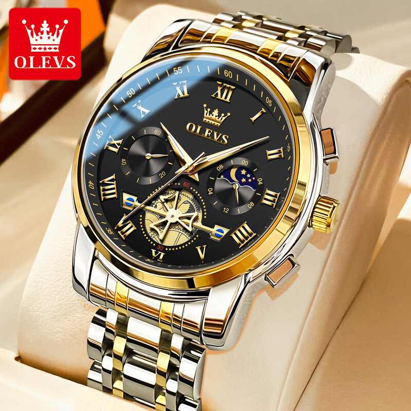 OLEVS-reloj analógico de cuarzo para hombre, accesorio de pulsera resistente al agua con esfera de lujo, complemento masculino de marca de lujo con diseño clásico y luminoso