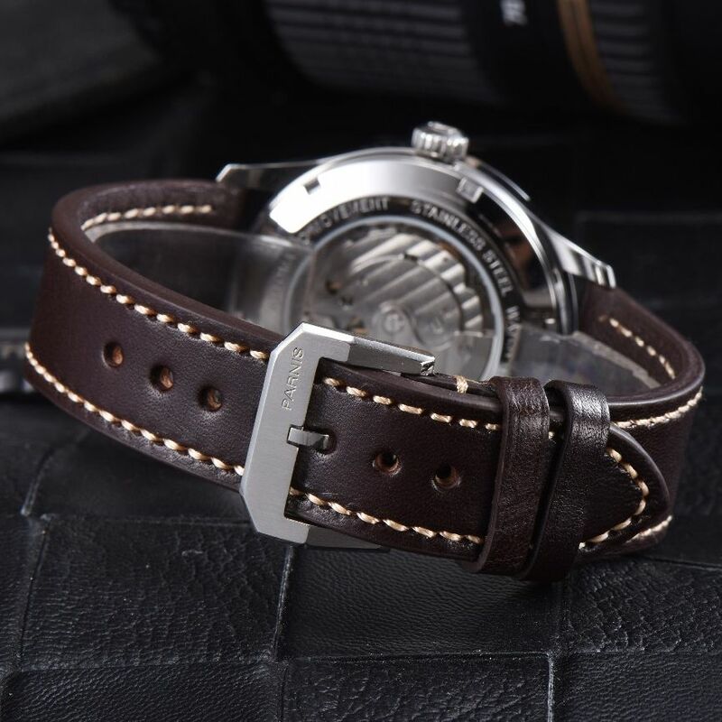 Parnis Mechanical Watches Minimalist Watch for Men Wristwatch Luxury Waterproof Automatic hombre Relogio Masculino Calendar 2023