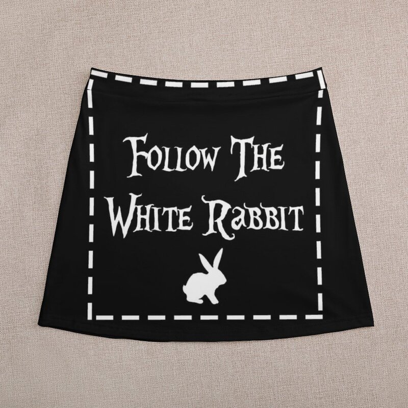 Follow the White Rabbit-Mini jupe noire pour femme, vêtements de luxe