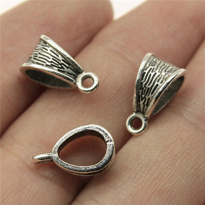10pcs/lot 14x7x7mm Beads Bails For Jewelry Making Antique Silver Color 0.55x0.28x0.28inch