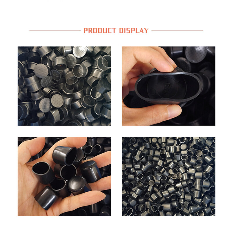 4pcs Black Round Rubber Chair Leg Caps Table Furniture Feet Pipe Tubing End Cover Socks Plug Floor Protection Pad 6 8 10 12-63mm