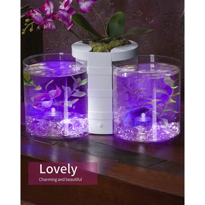 Luz LED sumergible de 12 piezas, luces de té de vela sin llama impermeables púrpuras, funciona con pilas bajo el agua, Festival de temporada