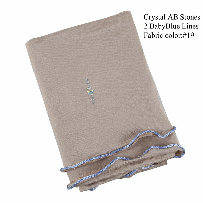 Nieuwe 2 Babyblue Lijnen D29 Crystal Ab Stones Mode Hijab Sjaal Islamitische Hoofddoek Moslim Femme Musulman Stretchy Jersey
