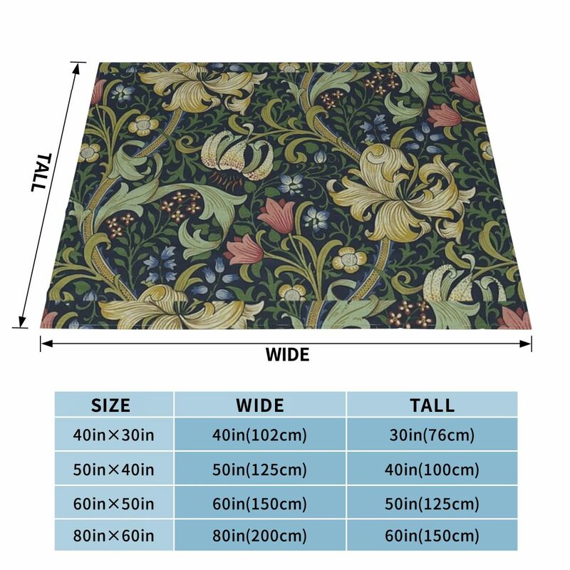 William Morris Golden Lily pattern Throw Blanket Sofa Blankets Multi-Purpose