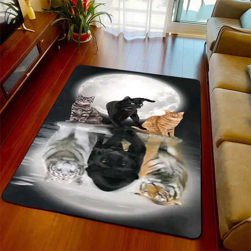 Cute Animal Reflection Carpet Area tappeto tappeti per soggiorno camera da letto gatto leone tigre animali tappeto antiscivolo sala giochi decorazioni per la casa