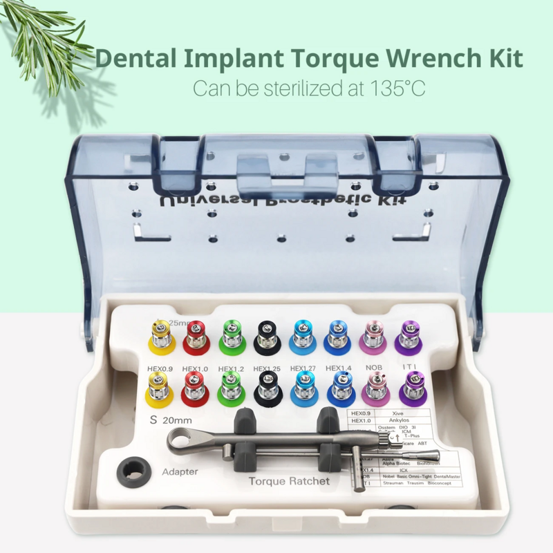 Kit de herramientas universales para restauración de implantes dentales, destornilladores de torsión, llave inglesa, 10-70NCM