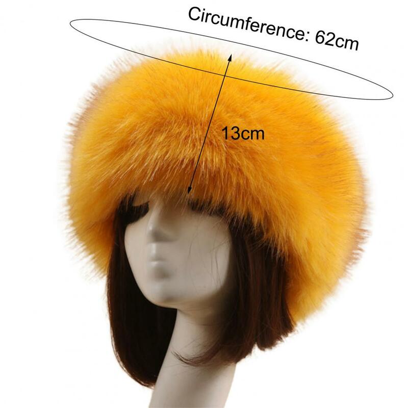 Fluffy Faux Fur Brimless Empty Top Hat Russia Outdoor Ski Windproof Thickened Furry Cap Plush Fluffy Beanies Headband Winter Hat