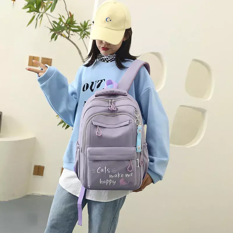 Fengdong Kawaii school Backpack for Girls cute School Bags Waterproof bookbag Teens College Student Large Travel Shoulder Bag