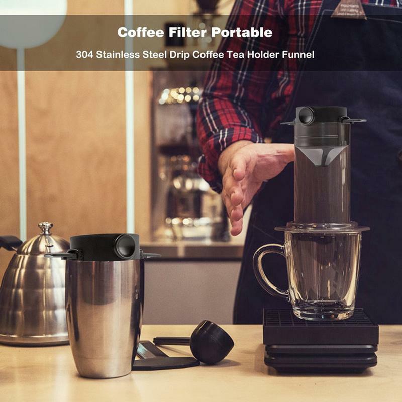 Pour Over Coffee Maker Double-Layer Coffee Filter With Collapsible Handle Easy To Use And Clean Coffee Filtering Funnel For