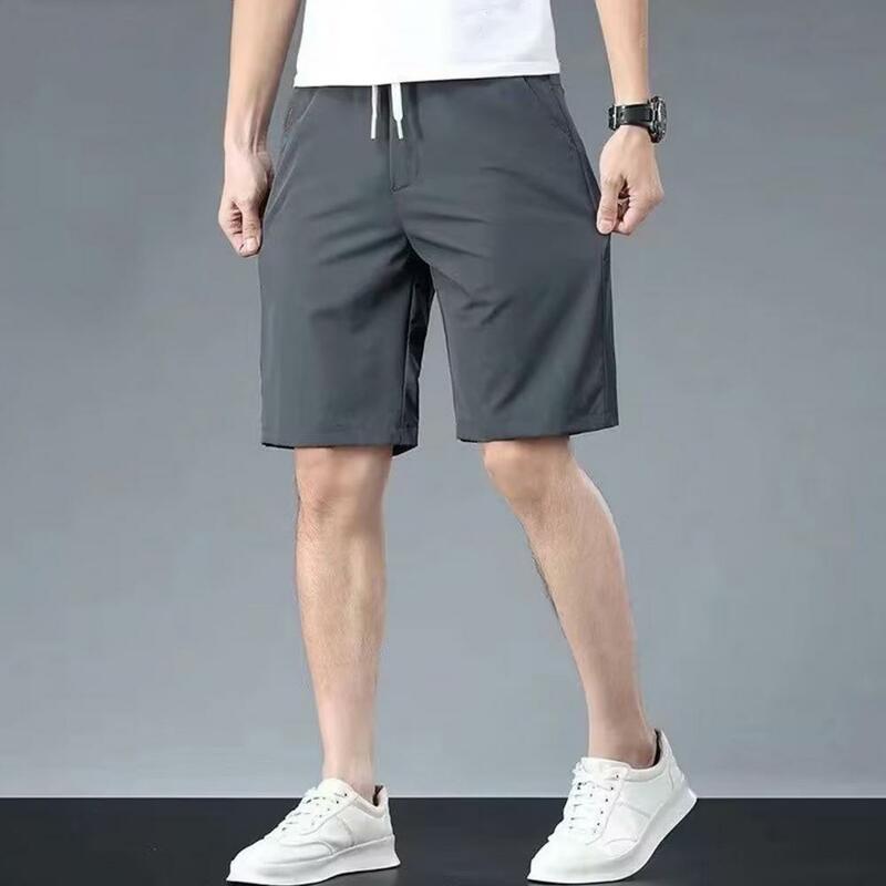 Pantalones cortos impermeables para hombre, Shorts Cargo de cintura elástica con bolsillos, cómodos, hasta la rodilla, ajustables, Verano