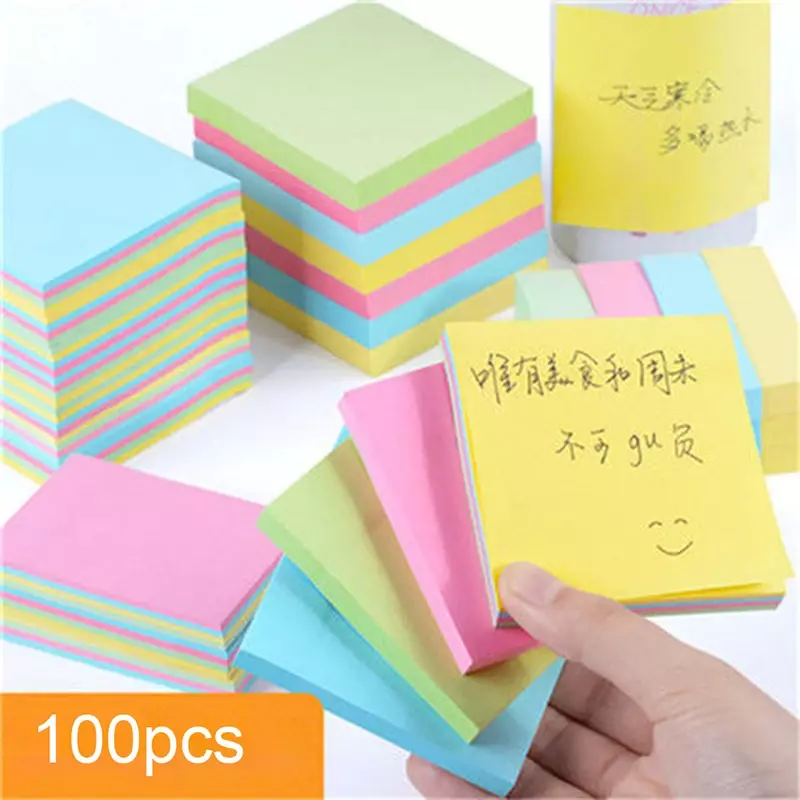 Memo Pad Sticker Paper, Papelaria de escritório, Pequeno Plano Pocket Notepad, Sticky Notes, Creative Self-Stick Notes, 100 páginas